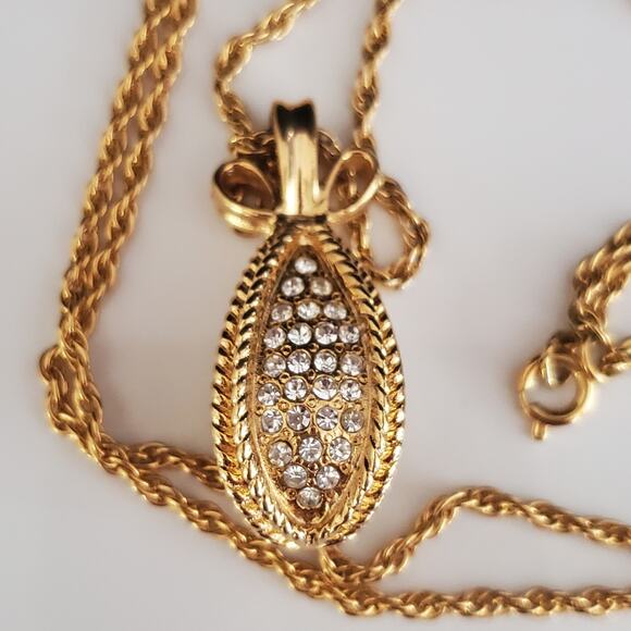 Joan Rivers Pave Crystal Egg Pendant Necklace‎ Gold Plated Vintage Long Chain - Picture 8 of 10